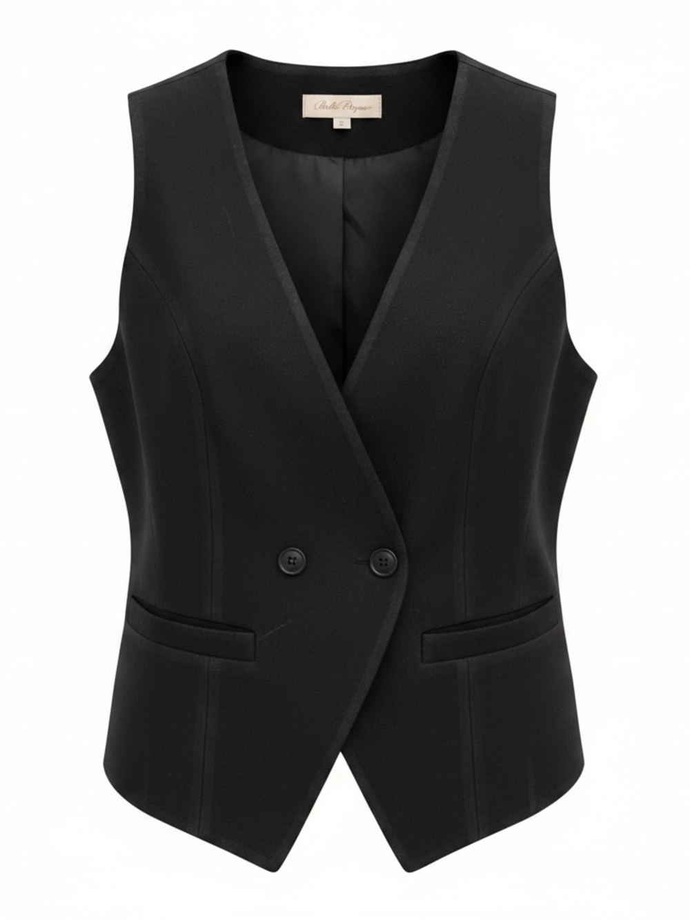 Que Black Double-Breasted Women's Vest